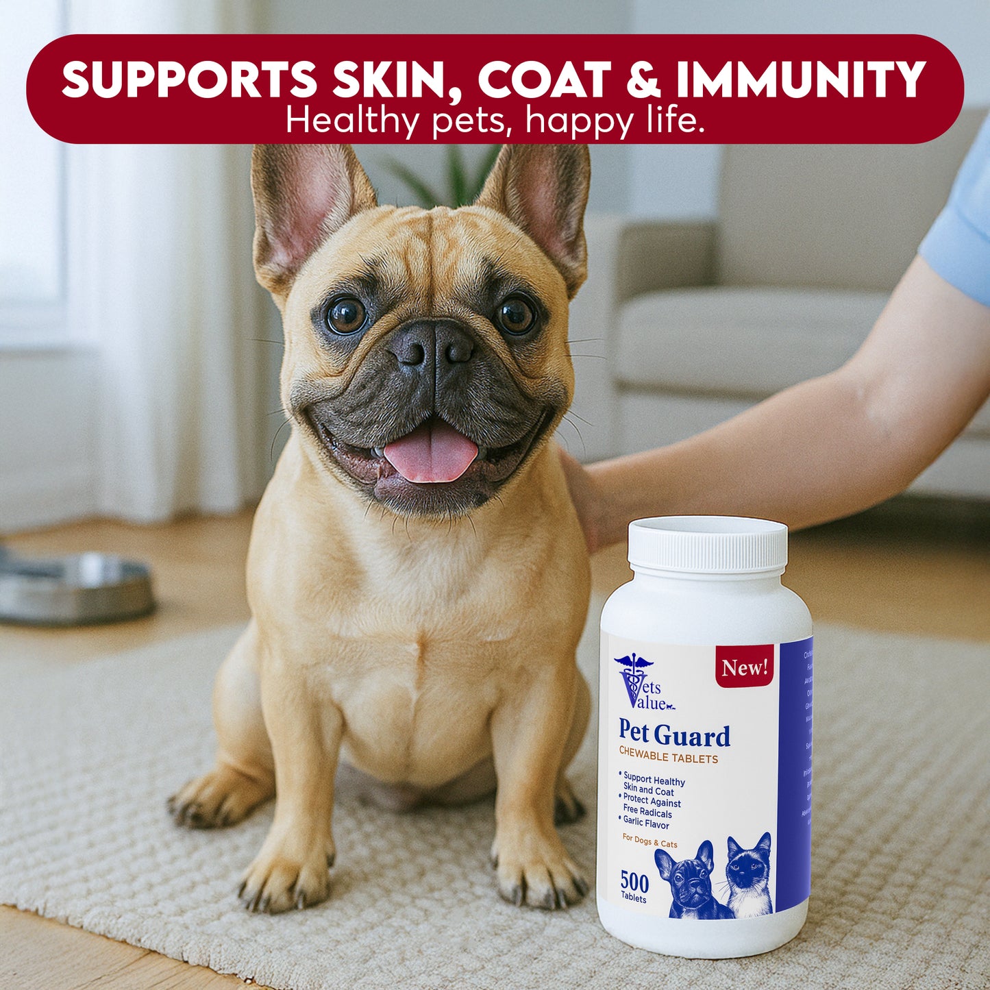 Pet Guard Brewer's Yeast & Garlic Chewables – Natural Flea & Tick Defense for Dogs & Cats – Fortified with B Vitamins – 500 count