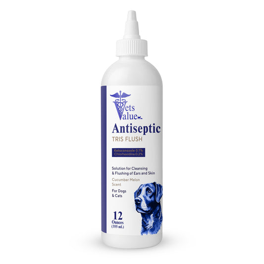 Tris Ear Flush Antiseptic Ear Cleaning Solution for Dogs & Cats - 12 oz